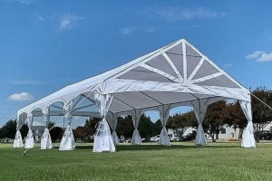 Event tents set up for an outdoor function